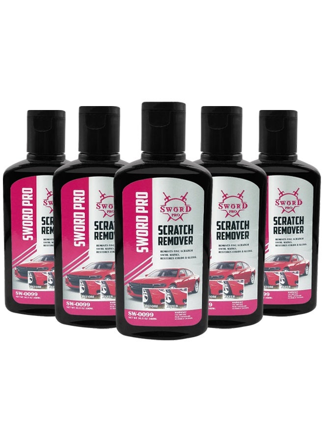 Sword Pro Scratch Remover Car Paint Repair Kit (300ml x 5pcs) - Non-Abrasive Liquid Formula for Fine Scratches, Swirl Marks, Water Spots & Paint Transfer - Safe for All Colors, Trucks & Motorcycles - Restores Gloss, Shine & Finish - Image 1